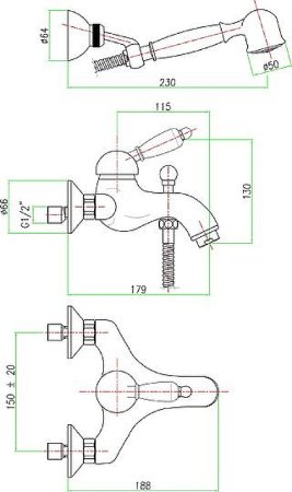 Смеситель для ванны Fiore Jafar 47OO5103 Золото 