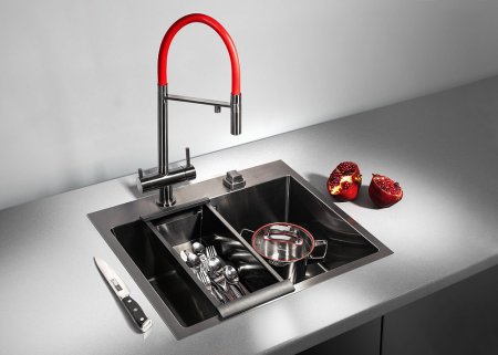 Смеситель для кухонной мойки Omoikiri Kanto PVD-GM вороненая сталь 