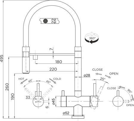 Смеситель для кухонной мойки Omoikiri Kanto PVD-GM вороненая сталь 