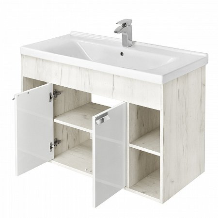 Тумба под раковину Aquaton Флай 100 1A237501FAX10 Белая Дуб крафт 