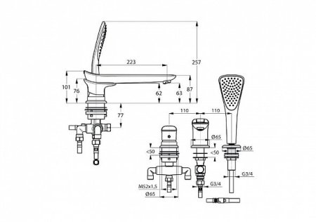 Смеситель на борт ванны Kludi Ambienta 534470575 