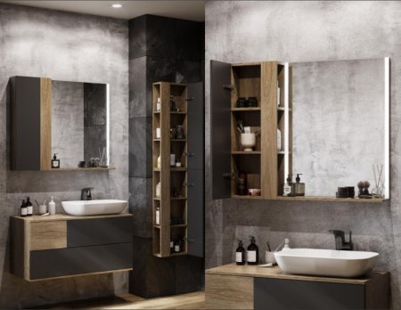 Зеркало Aquaton Терра 70 1A247002TEDY0 с подсветкой Дуб кантри 