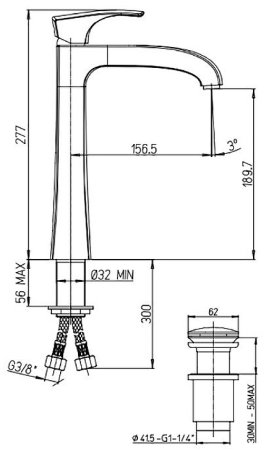 Смеситель для раковины Paini Lady 89PW211LLLSSR Никель PVD 