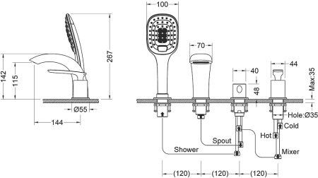 Смеситель Timo Helmi 4020/03Y на борт ванны, черный 