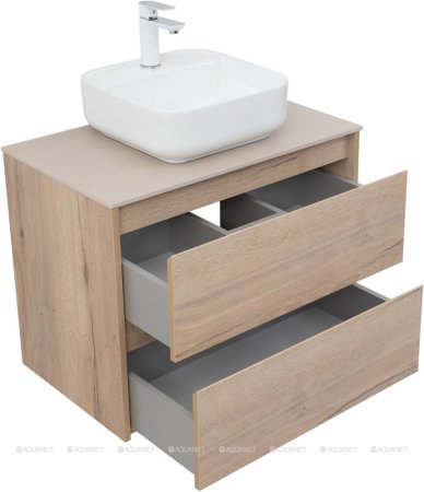 Тумба с раковиной Aquanet Nova Lite 75 дуб крафт (2 ящика) 