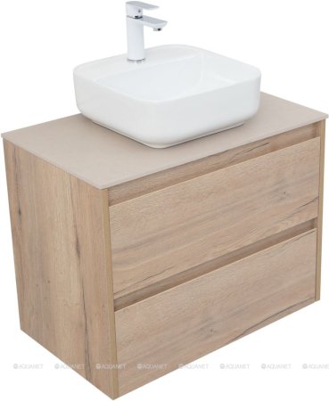 Тумба с раковиной Aquanet Nova Lite 75 дуб крафт (2 ящика) 
