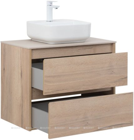 Тумба с раковиной Aquanet Nova Lite 75 дуб крафт (2 ящика) 
