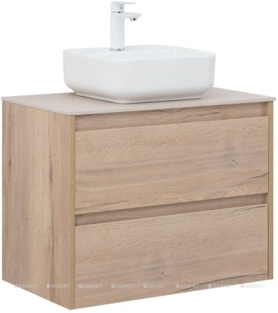 Тумба с раковиной Aquanet Nova Lite 75 дуб крафт (2 ящика) 