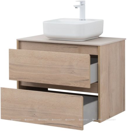 Тумба с раковиной Aquanet Nova Lite 75 дуб крафт (2 ящика) 