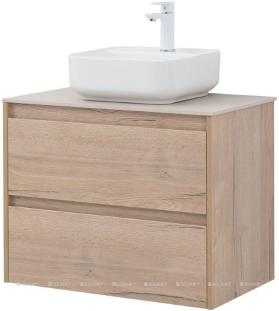 Тумба с раковиной Aquanet Nova Lite 75 дуб крафт (2 ящика) 