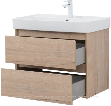 Тумба с раковиной Aquanet Nova Lite 75 дуб крафт (2 ящика) 
