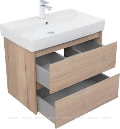 Тумба с раковиной Aquanet Nova Lite 75 дуб крафт (2 ящика) 