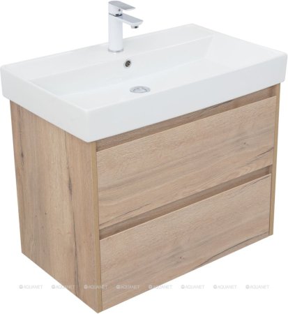 Тумба с раковиной Aquanet Nova Lite 75 дуб крафт (2 ящика) 