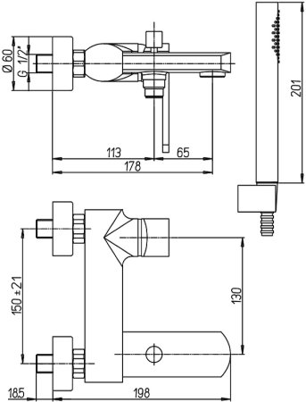 Смеситель для ванны Paini Ovo 86CR100 Хром 
