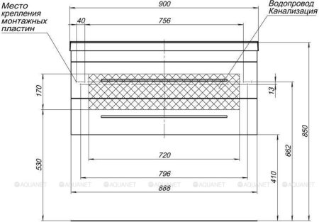 Тумба с раковиной Aquanet Нота 90 белый 