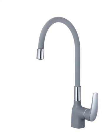 Смеситель для кухни с гибким изливом Shevanik S443-9, серый 