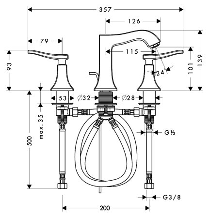 Смеситель Hansgrohe Metris Classic 31073000 для раковины 