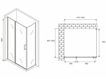 Душевой уголок Abber Sonnenstrand 120x100 AG04120MS-S100M профиль Хром стекло матовое 