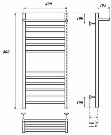 Электрический полотенцесушитель Point Аврора Премиум PN10148SPE П11 400x800 с полкой левый/правый Хром 
