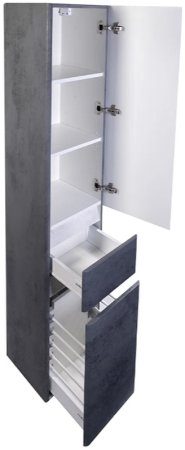 Шкаф пенал Style Line Атлантика Люкс Plus 35 СС-00002284 с бельевой корзиной Бетон темный 