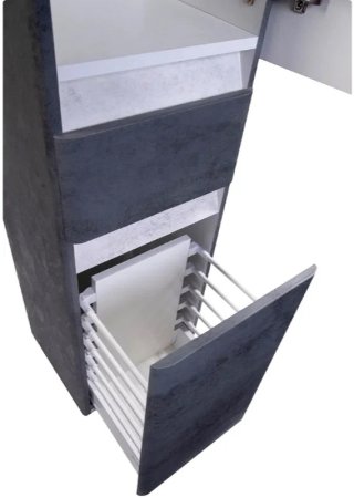 Шкаф пенал Style Line Атлантика Люкс Plus 35 СС-00002284 с бельевой корзиной Бетон темный 