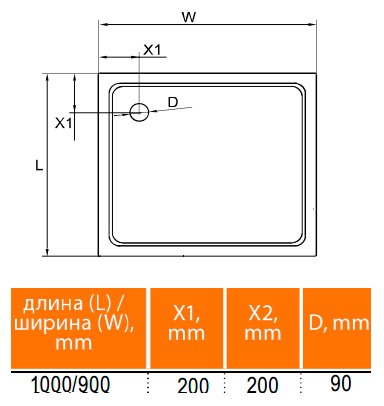 Поддон для душа Cezares SMC AH 100x90 см 