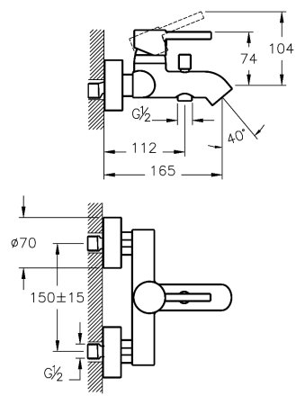 Смеситель VitrA Minimax S A41994EXP для ванны с душем 
