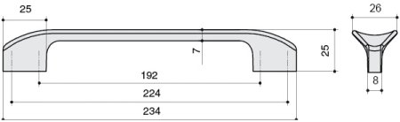 8.1107.224192.0270 Ручка-скоба 224-192мм, отделка белый глянец 