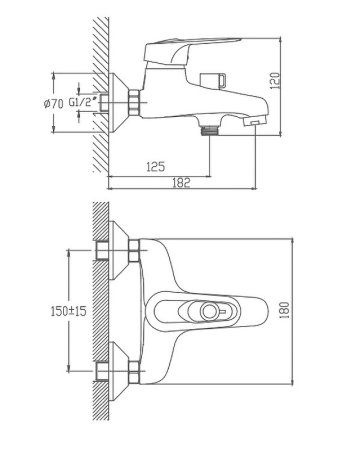 Смеситель для ванны коротким изливом HAIBA CRON CN3204 