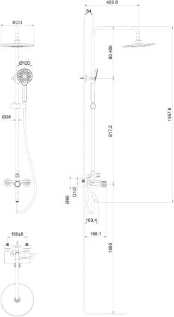 Душевая система WONZON & WOGHAND, Белый матовый (WW-N3S962-MW) 
