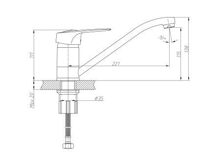 Смеситель однорычажный для кухни HAIBA HB4903 хром 
