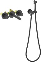 Встраиваемый термостатический смеситель для раковины с гигиеническим душем TIMO Saona 2383/03SM, черный