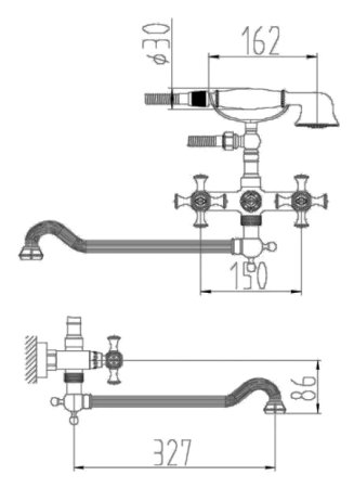 Смеситель Zorg Antic A 3001WDN-SL для ванны с душем 