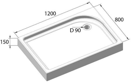 Акриловый поддон для душа BelBagno Tray 120x80 R TRAY-BB-AH-120/80-15-W-R Белый 