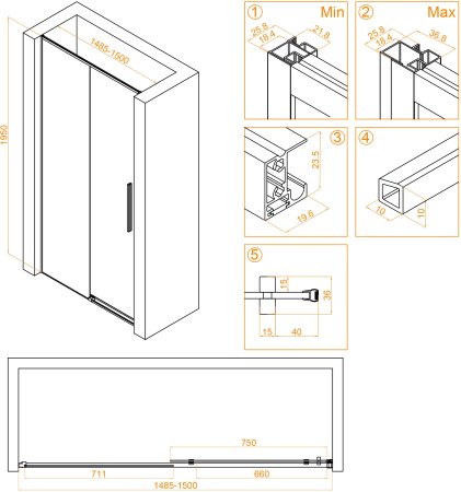 Душевая дверь RGW SV-12G 1500 