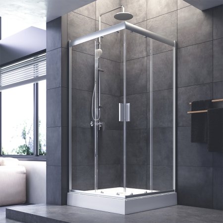Душевой уголок AM.PM Gem 90х90 W90G-403-090MT профиль Серый стекло прозрачное 