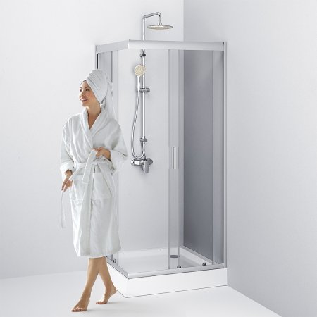 Душевой уголок AM.PM Gem 90х90 W90G-403-090MT профиль Серый стекло прозрачное 