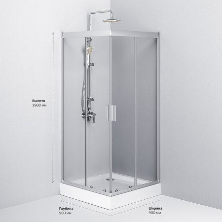 Душевой уголок AM.PM Gem 90х90 W90G-403-090MT профиль Серый стекло прозрачное 