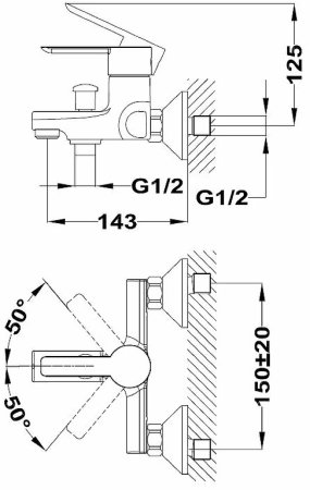 Смеситель для ванны Teka Petra 811216200 Хром 