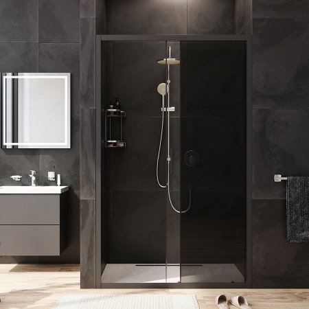 Душевая дверь AM.PM Gem 120 W90G-120-1-195BG профиль Черный матовый стекло тонированное-прозрачное 