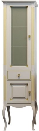 Шкаф пенал Opadiris Лаура 44 L Z0000006525 Белый с золотой патиной ручки Swarovski Золото 