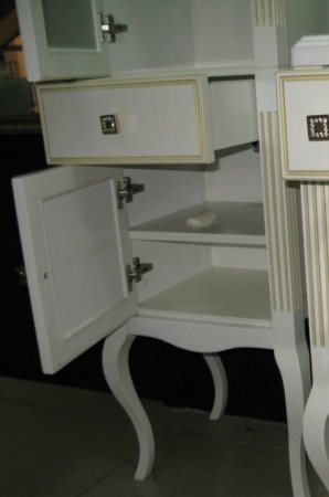 Шкаф пенал Opadiris Лаура 44 L Z0000006525 Белый с золотой патиной ручки Swarovski Золото 