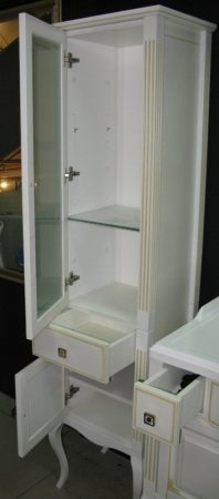 Шкаф пенал Opadiris Лаура 44 L Z0000006525 Белый с золотой патиной ручки Swarovski Золото 