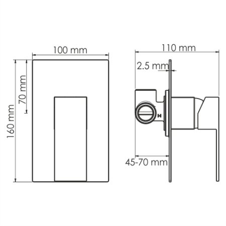 Смеситель WasserKRAFT Abens 2051 с внутренней частью, для душа черный 