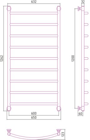 Полотенцесушитель водяной Сунержа Галант+ 120x60 