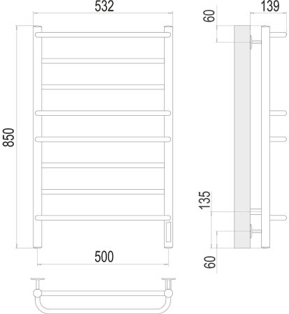 Электрический полотенцесушитель Terminus Евромикс П8 500х850 4670078531292 Хром 