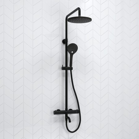 Душевая система WasserKRAFT A288.077.078.BM Thermo с термостатом Черная матовая 