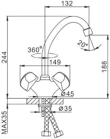 Смеситель для кухни Frap H26 F4126 Хром 