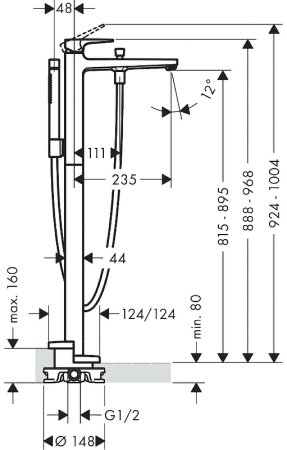 Смеситель для ванны Hansgrohe Metropol 32532670 Черный матовый 