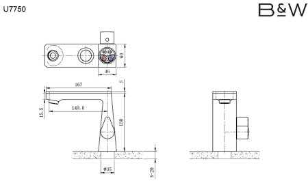 Смеситель для раковины Black&White Universe U7750 7750U Хром 